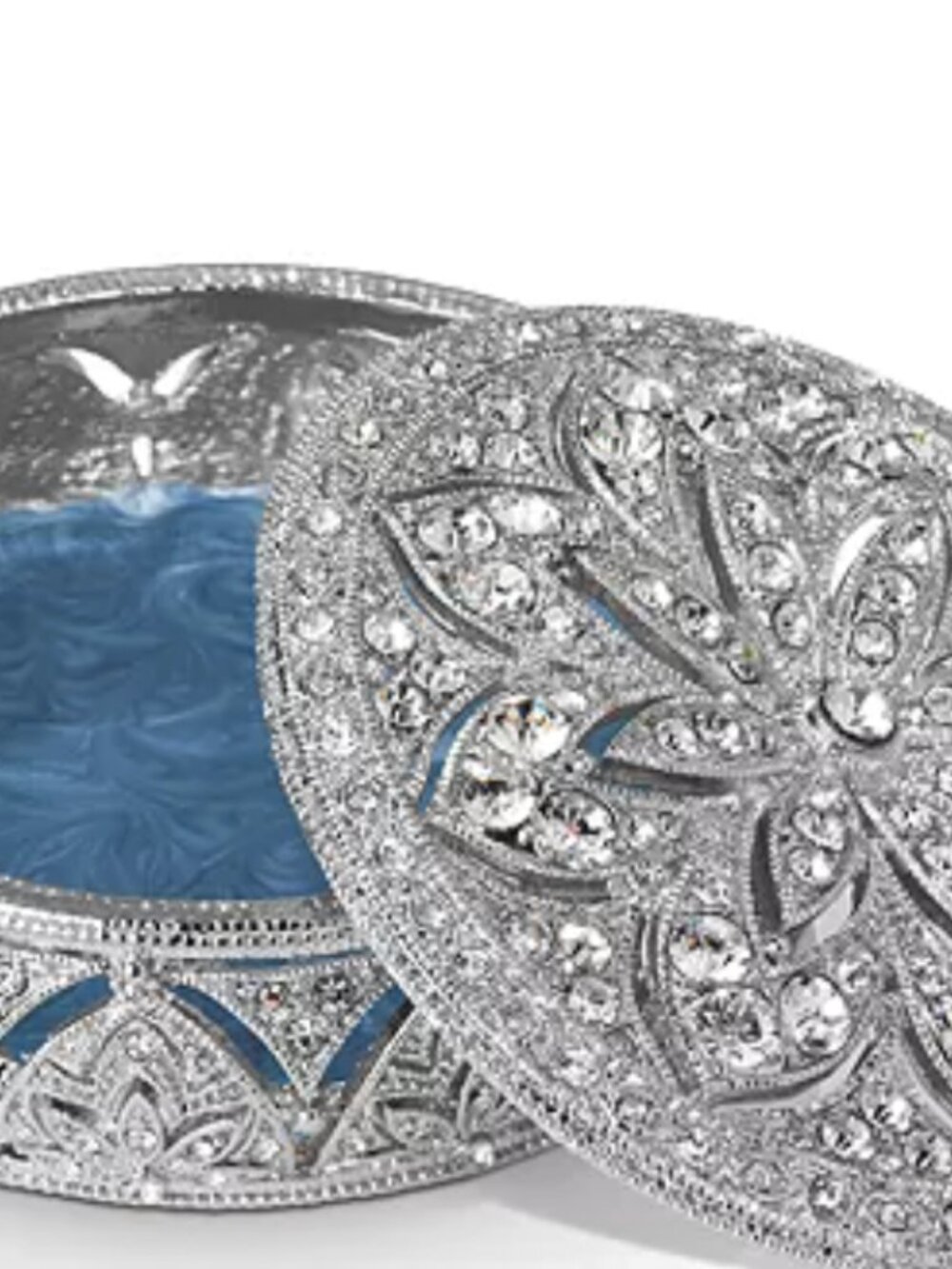 OLIVIA RIEGEL WINDSOR ROUND BOX WITH HAND-SET CLEAR SWAROVSKI CRYSTALS